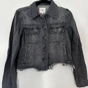 Hidden Los Angeles Charcoal Denim Jacket Cropped Raw Hem – Size Small